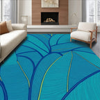 Teal Blue Tropical Leaf Composition Rug