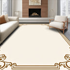 Elegant Brown Scrollwork Border Rug