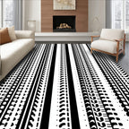 Abstract Black White Stripe Pattern Rug