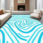 Aqua Wavy Lines Pattern Rug