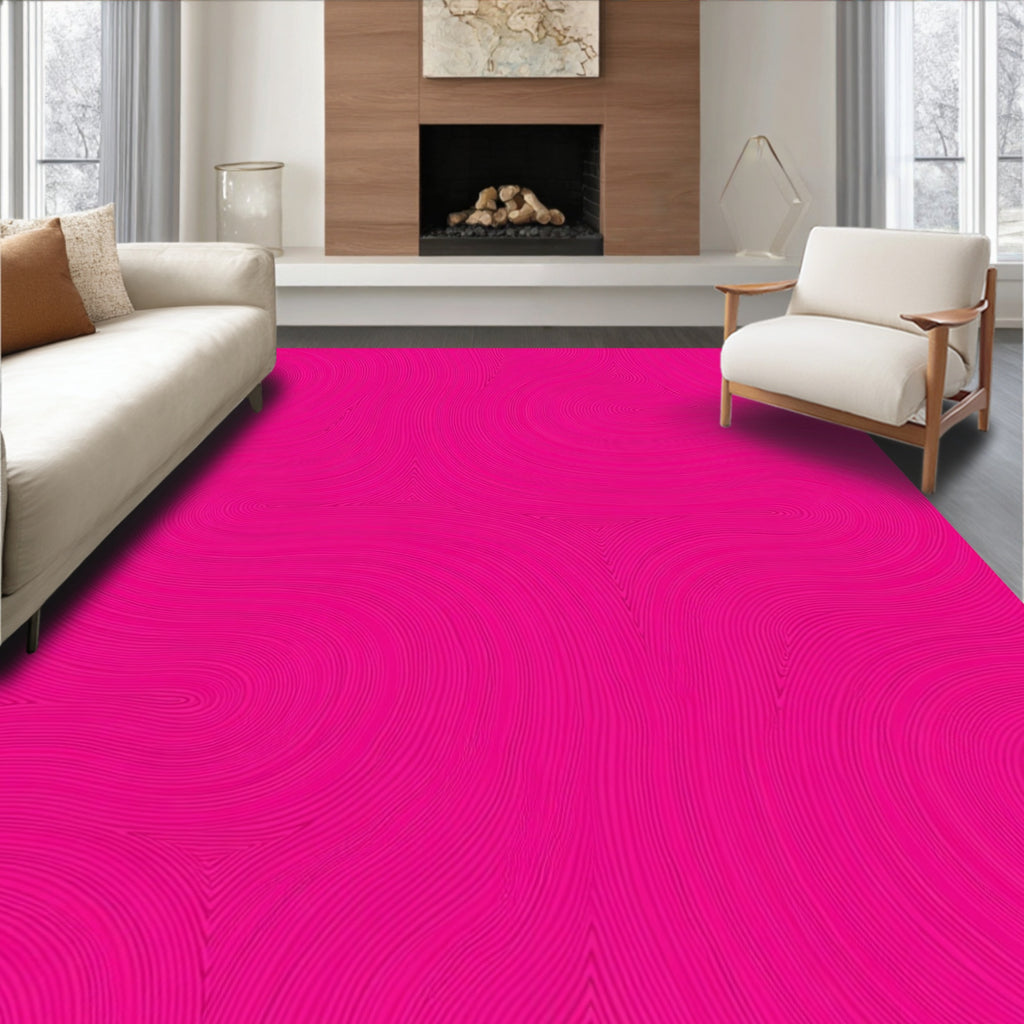 Vibrant Pink Swirls Pattern Design Rug