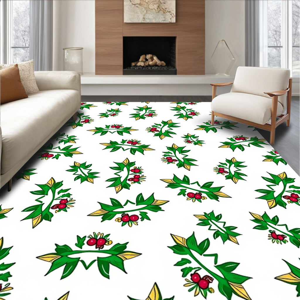 Green Red Berry Foliage Arrangement Rug
