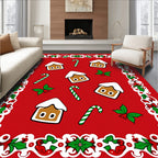 Festive Holiday Gingerbread Candy Cane Border Rug