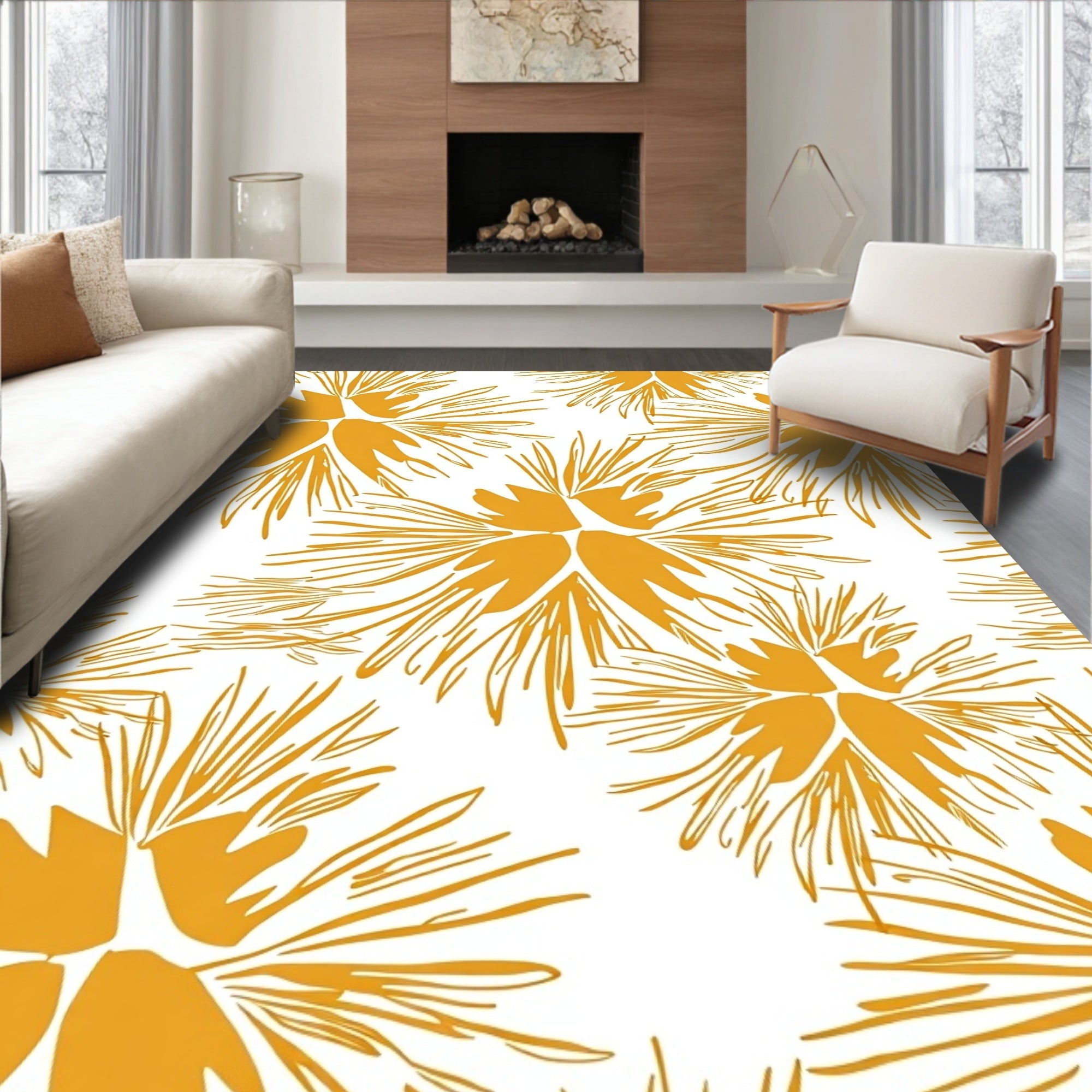Bold Sunflower Burst Pattern Design Rug