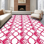 Red Geometric Grid Pattern Rug