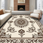Classic Floral Scroll Border Medallion Rug