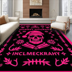 Bright Pink Skull Festive Border Rug