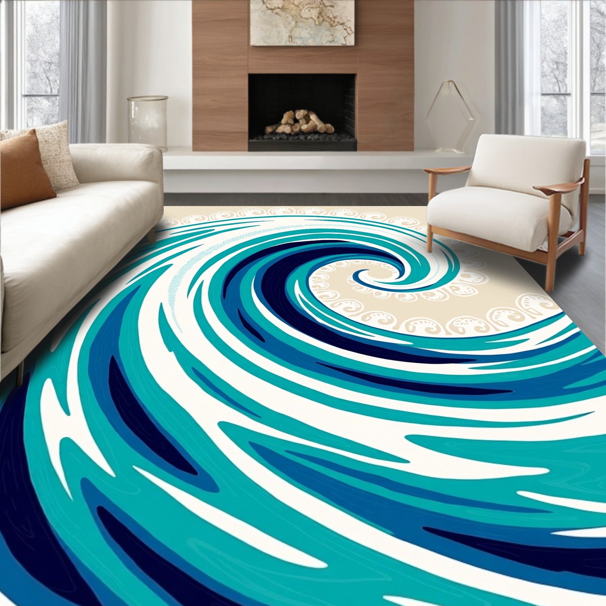 Ocean Swirl Art Design Rug