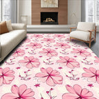 Pink Floral Garden Pattern Rug