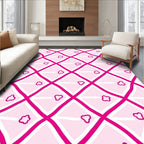Pink Diamond Pattern with Cloud Shapes Rug