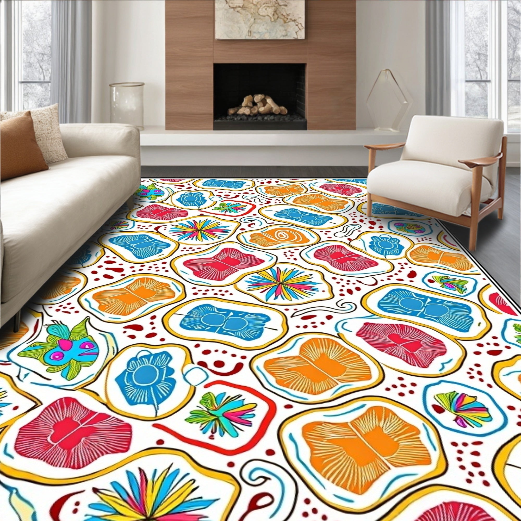 Colorful Abstract Cell Pattern Rug