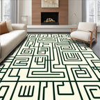 Geometric Maze Black Cream Pattern Rug