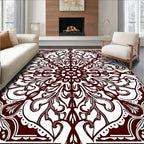 Dark Red Floral Mandala Harmony Rug