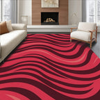 Crimson Flowing Wave Pattern Rug