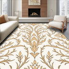 Golden Laurel Floral Art Nouveau Pattern Rug