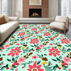 Playful Pink Floral Pattern Rug