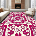 Ornate Floral Scrollwork Cream Rug