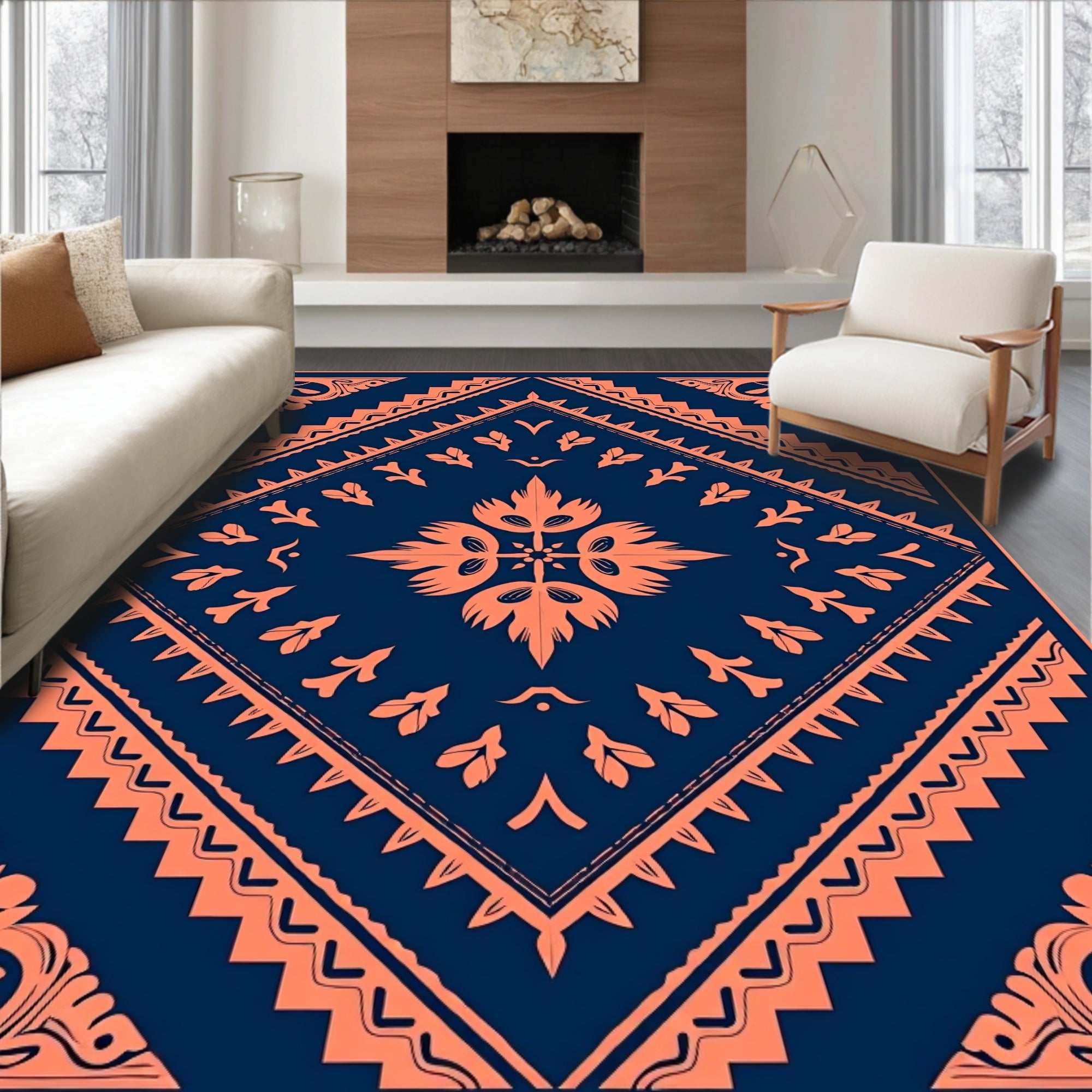 Ornate Floral Geometric Motif Rug