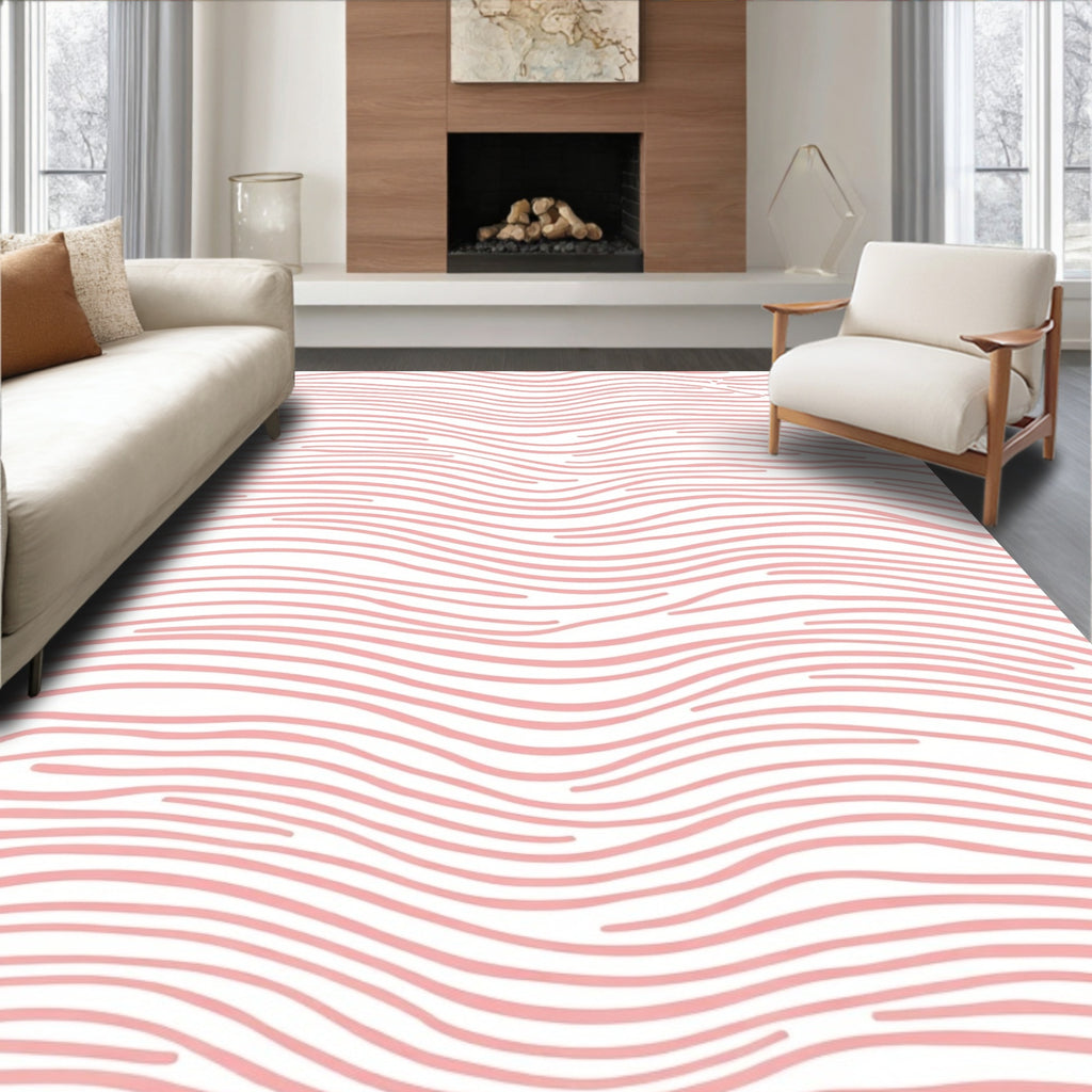 Soft Pink Wavy Organic Lines Rug