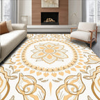 Golden Mandala Arabesque Pattern Rug