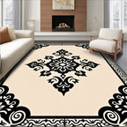 Ornate Black Floral Motif Rug