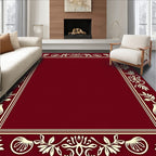 Burgundy Floral Vine Border Rug