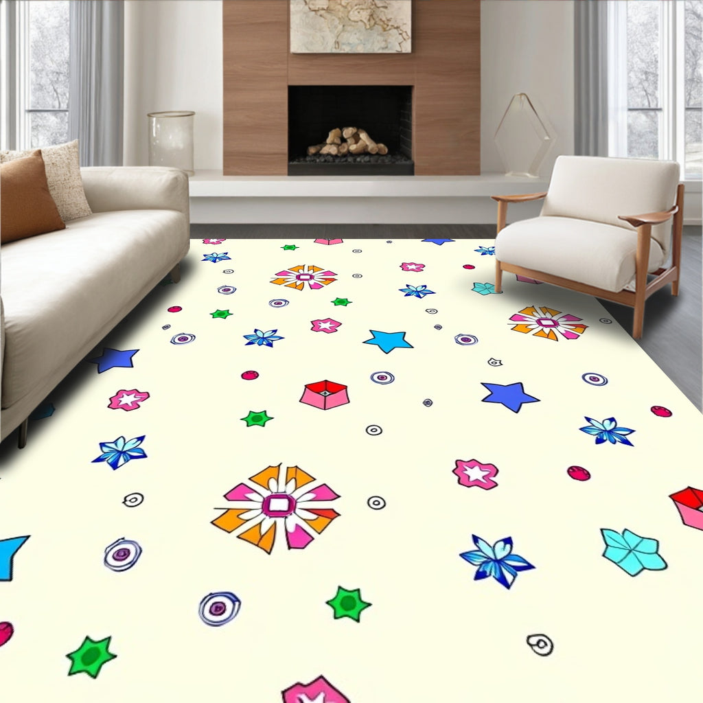 Playful Star Bloom Pattern Rug