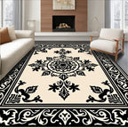 Classic Black Cream Ornate Floral Rug