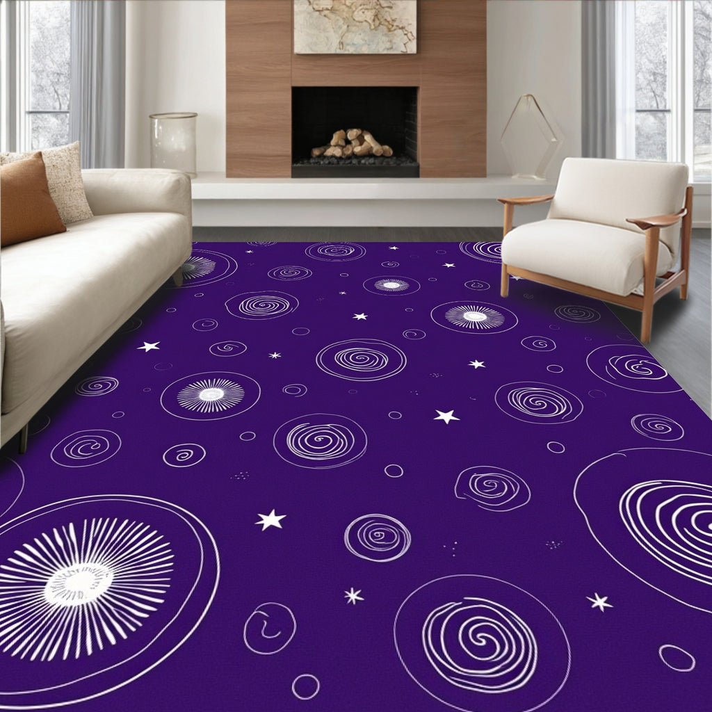 Cosmic Circles and Star Pattern Rug