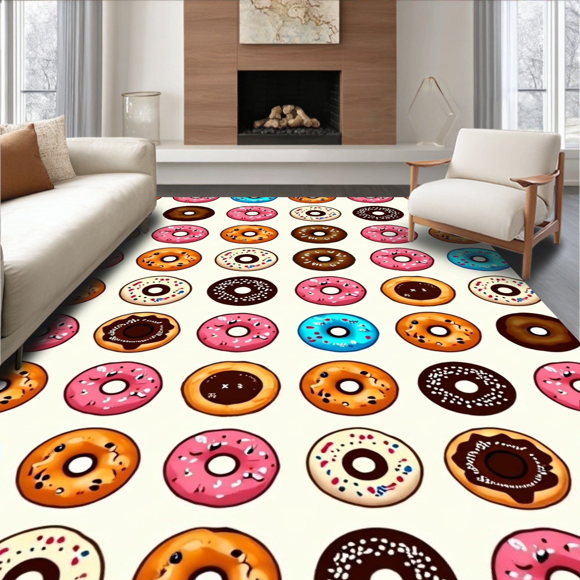 Whimsical Donut Pattern With Sprinkles Rug