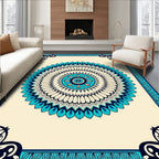 Intricate Teal Mandala Pattern Rug