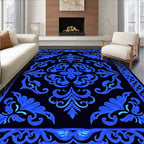 Electric Blue Floral Ornamental Rug