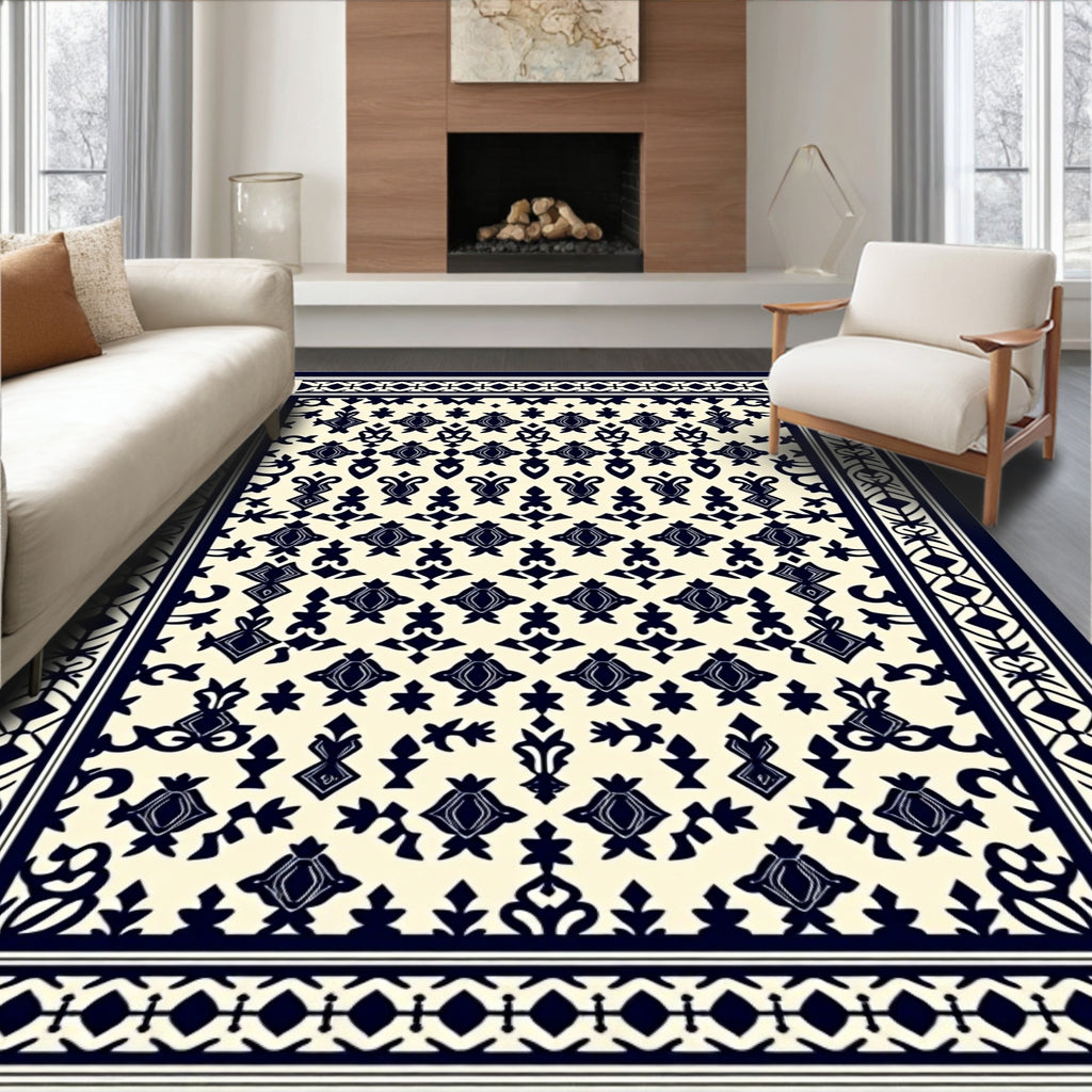 Vintage Floral Borders Patterned Rug