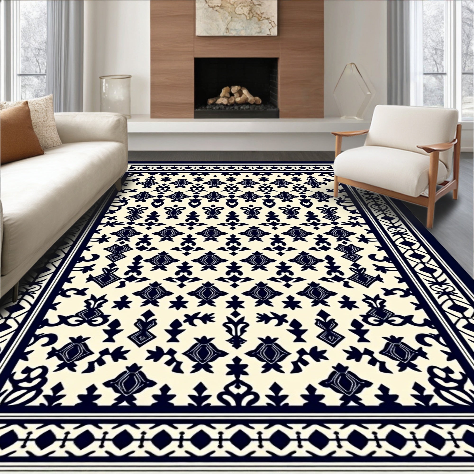 Vintage Floral Borders Patterned Rug