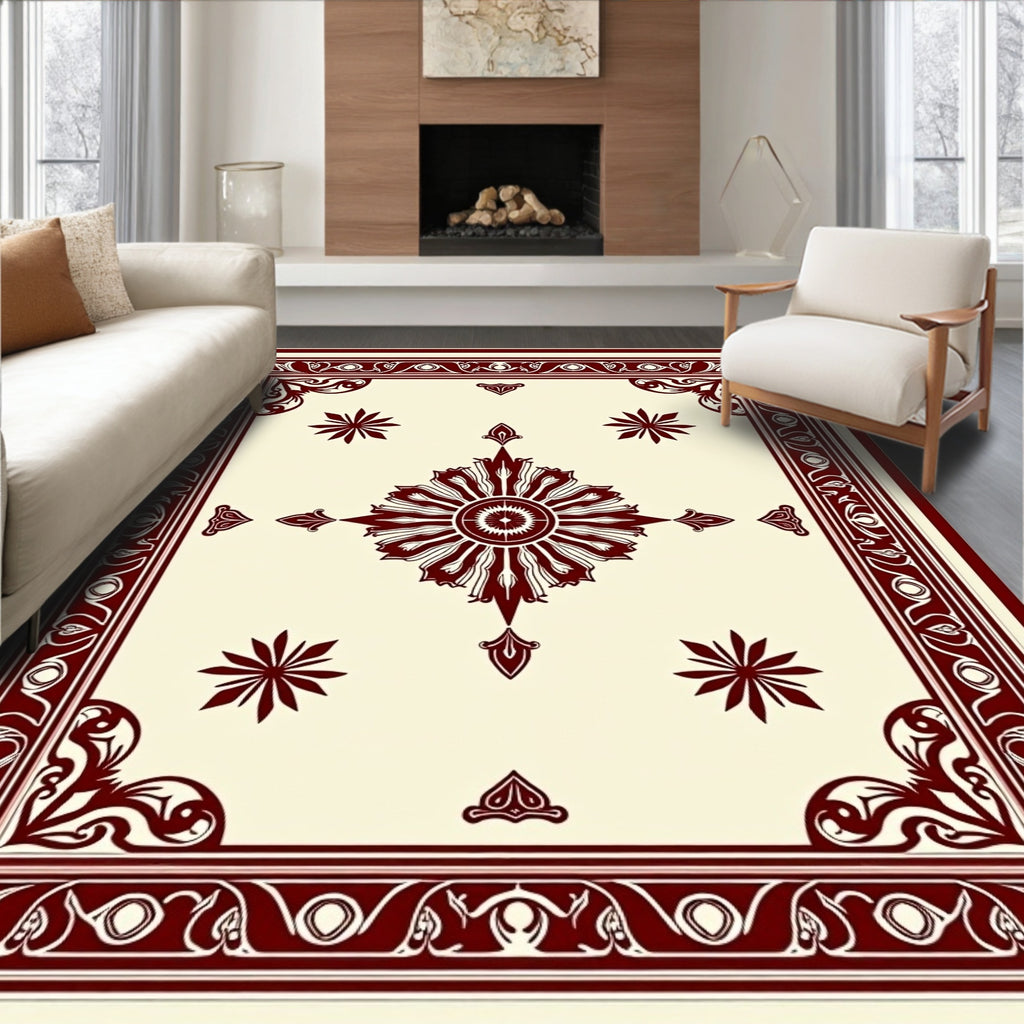 Ornate Central Medallion Border Design Rug