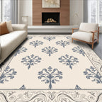 Cream And Grey Floral Damask Pattern Rug