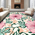 Pink Floral Vine Pattern Rug