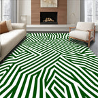 Graphic Green Geometric Maze Rug