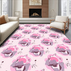 Abstract Floral Pink Grey Pattern Rug