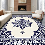 Intricate Floral Mandala Border Design Rug