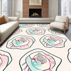 Whimsical Pink Grey Baby Pattern Rug