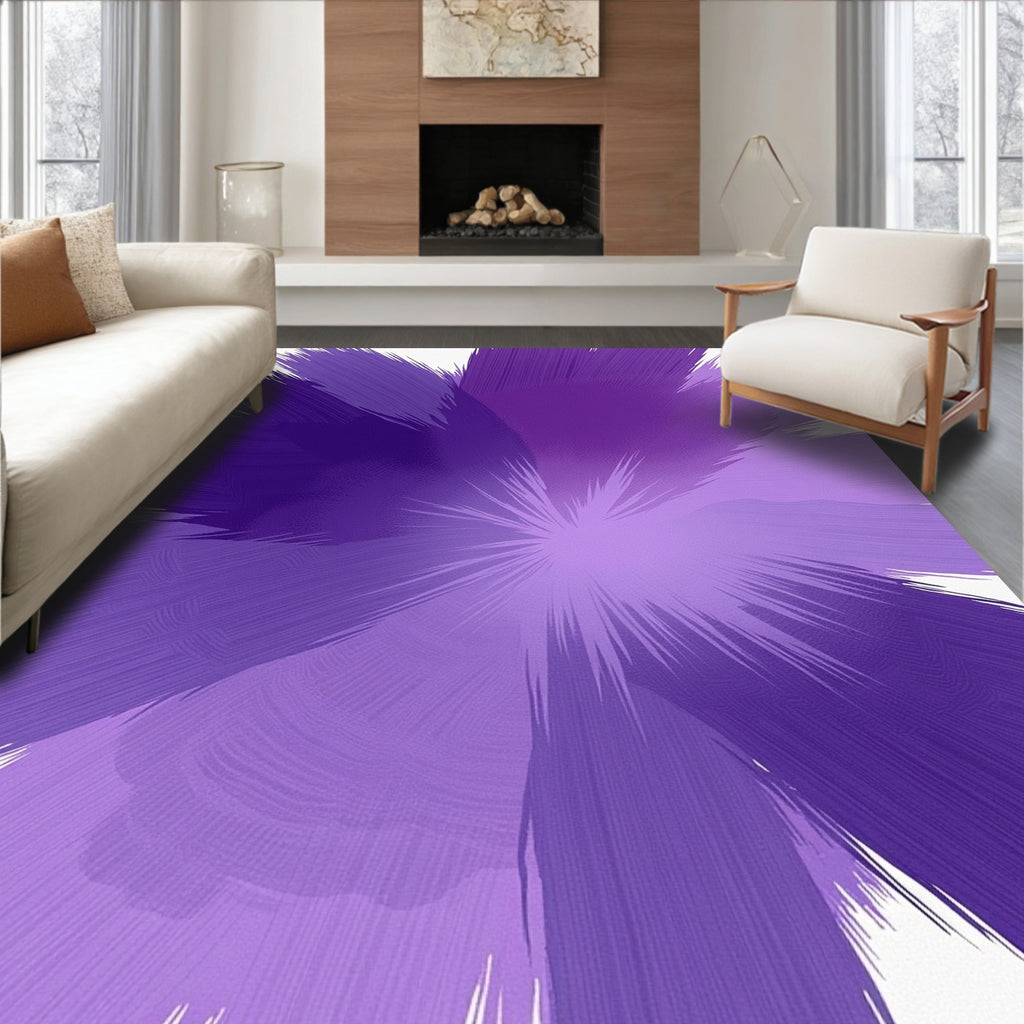 Vibrant Purple Burst Abstract Design Rug