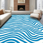Blue Wave Pattern Abstract Rug