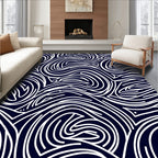 Flowing White Lines Pattern Rug