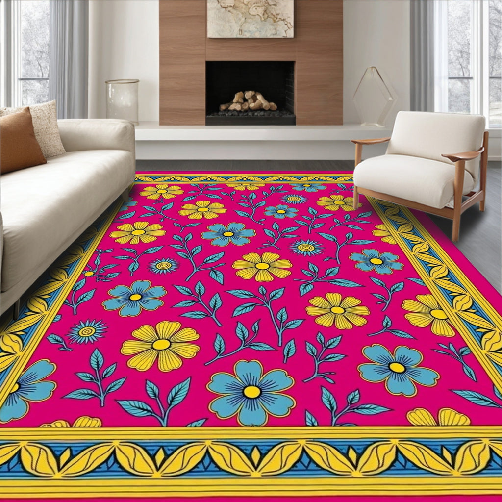 Vibrant Floral Delight Pattern Rug
