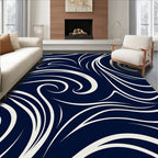 Navy Swirl Pattern Design Rug