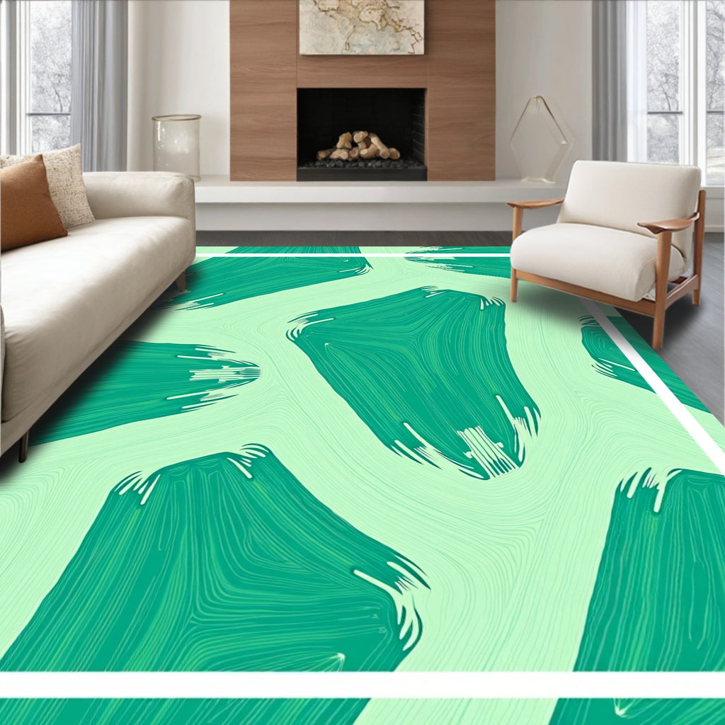 Teal Abstract Brushstroke Pattern Rug