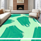 Teal Abstract Brushstroke Pattern Rug