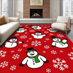 Cheerful Snowman Snowflake Pattern Rug