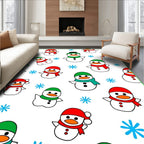 Playful Snowman With Red Green Accents Rug